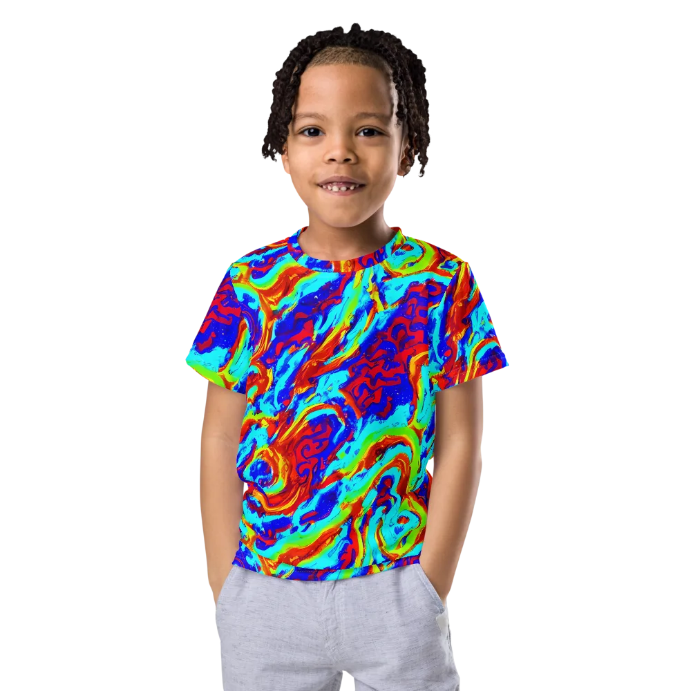 Vermilion Whirlpool on Kids Crew Neck T-Shirt — Front