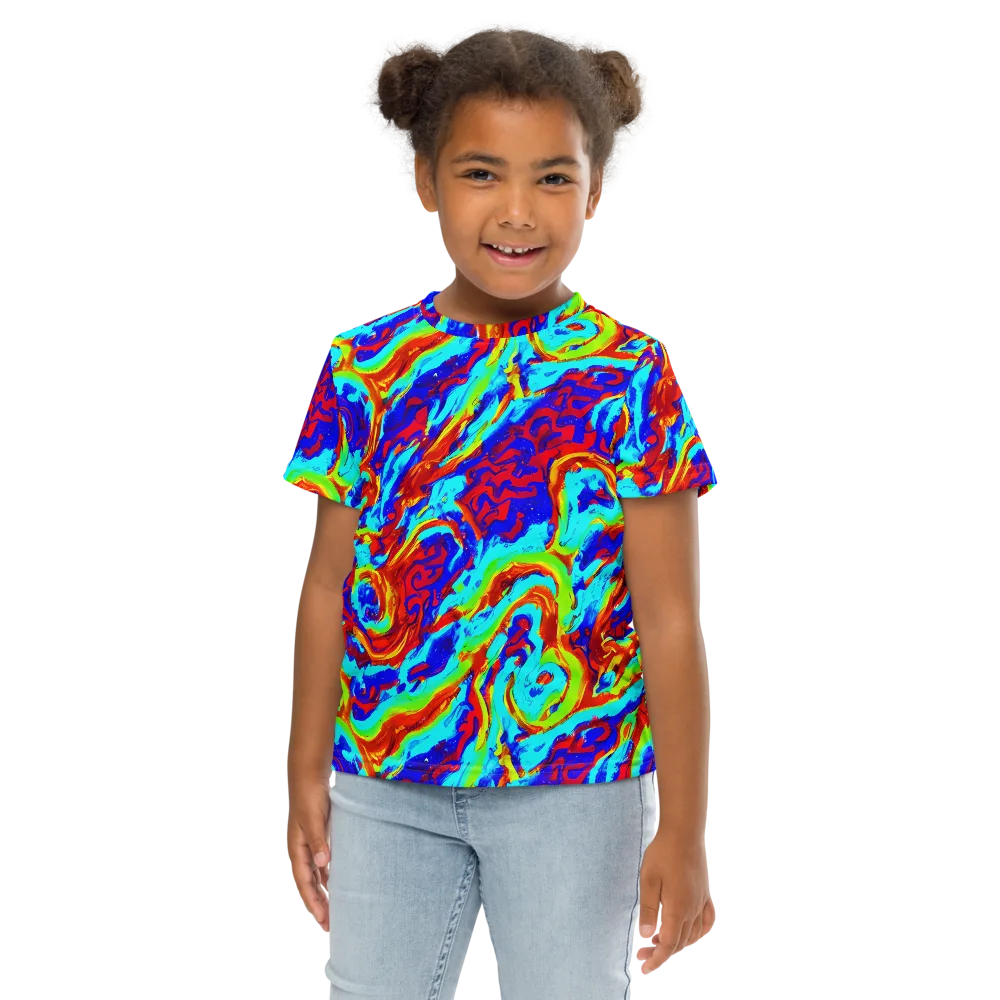 Vermilion Whirlpool on Kids Crew Neck T-Shirt — Front