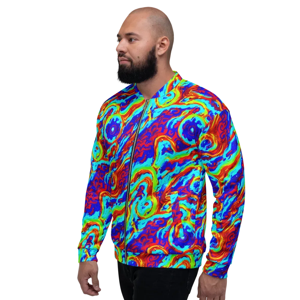 Vermilion Whirlpool on Bomber Jacket — Left