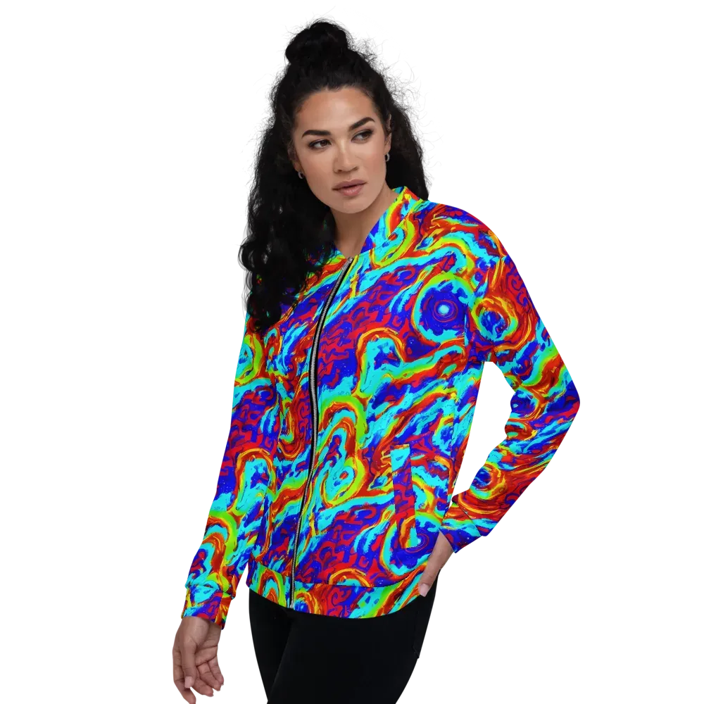 Vermilion Whirlpool on Bomber Jacket — Left