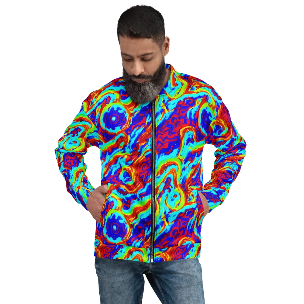 Vermilion Whirlpool on Bomber Jacket — Front