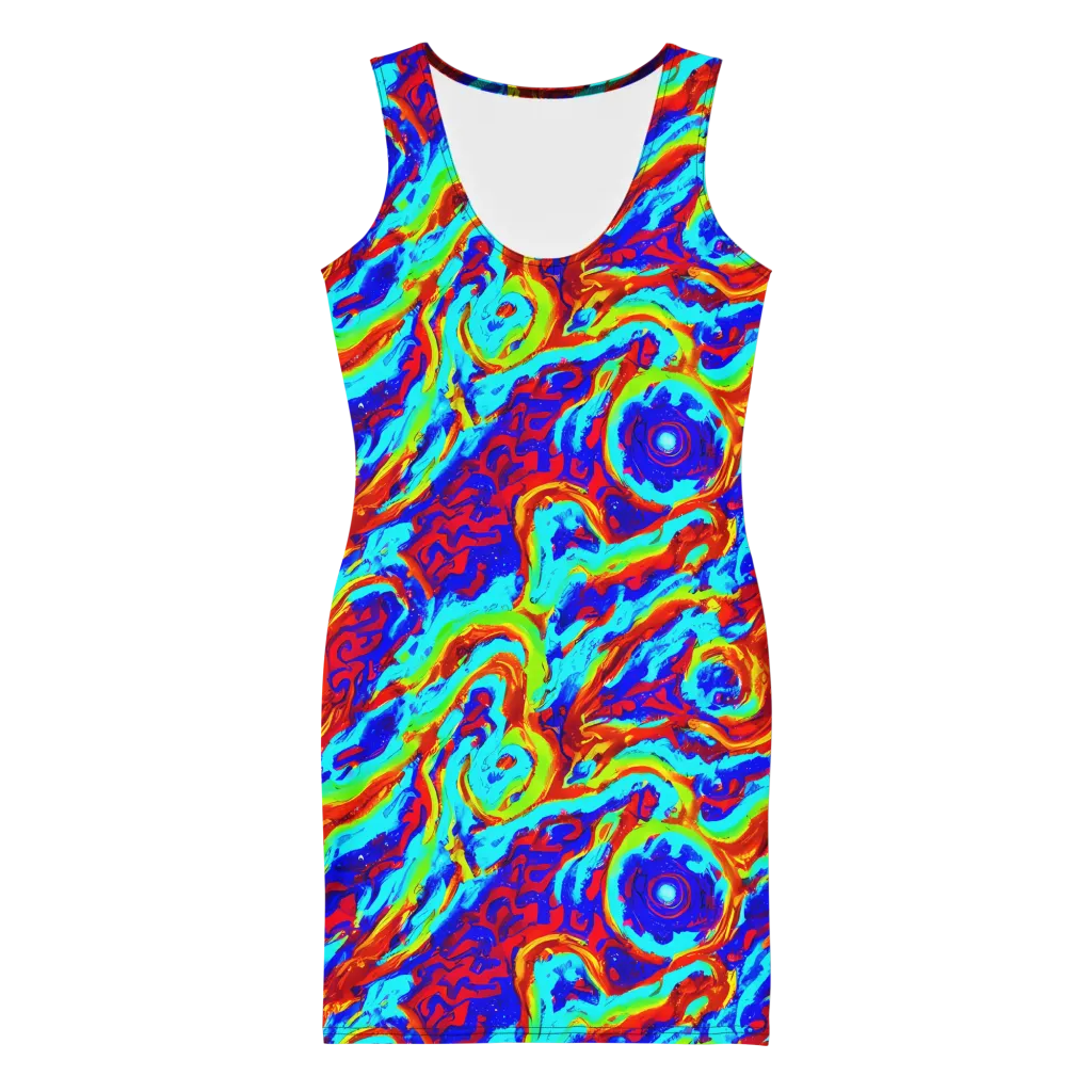 Vermilion Whirlpool on Bodycon Dress — Front