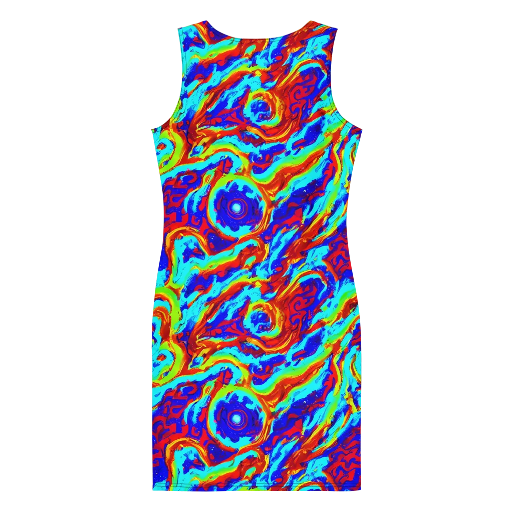 Vermilion Whirlpool on Bodycon Dress — Back