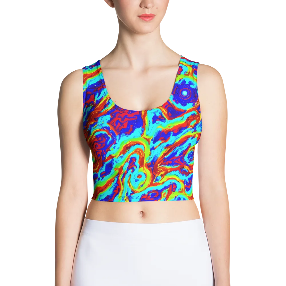Vermilion Whirlpool on Crop Top — Front