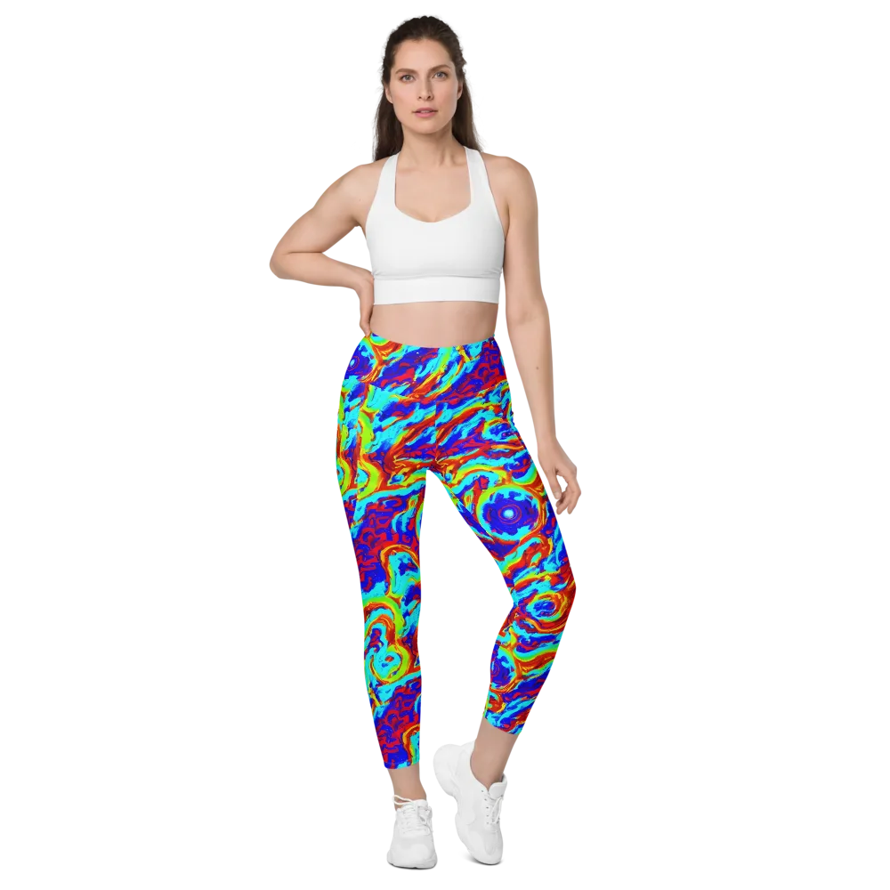 Vermilion Whirlpool on Leggings with Pockets — Front