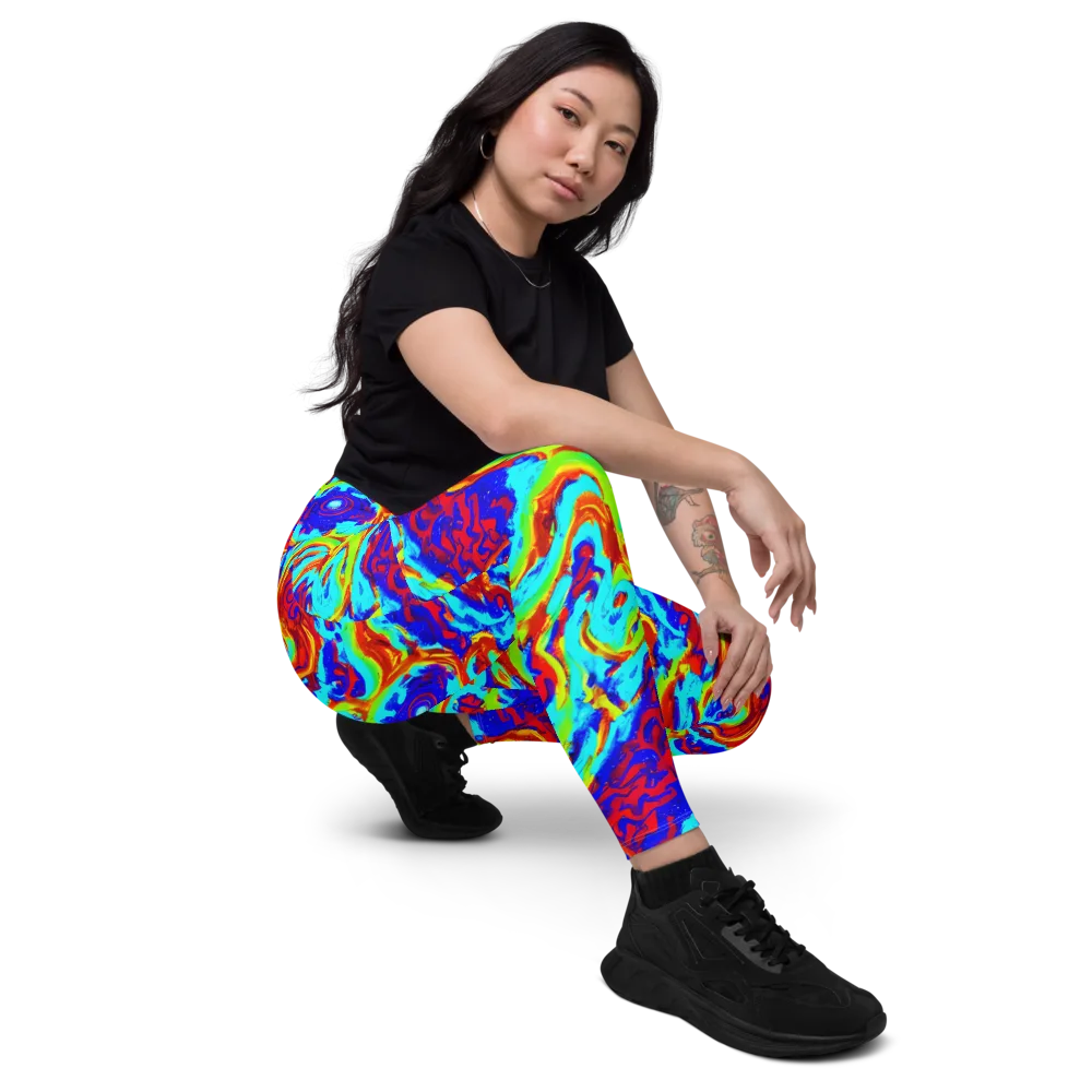 Vermilion Whirlpool on Leggings with Pockets — Right Front