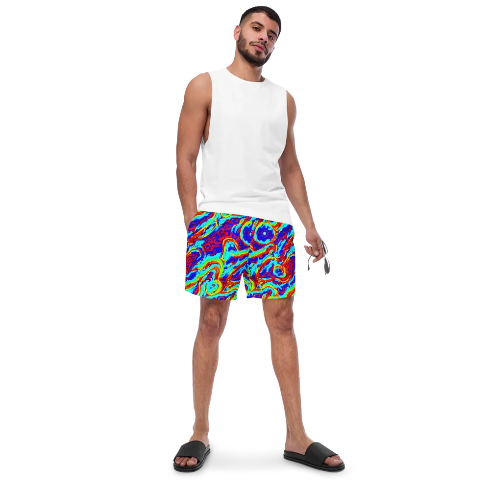 Vermilion Whirlpool on Swim Trunks — Front
