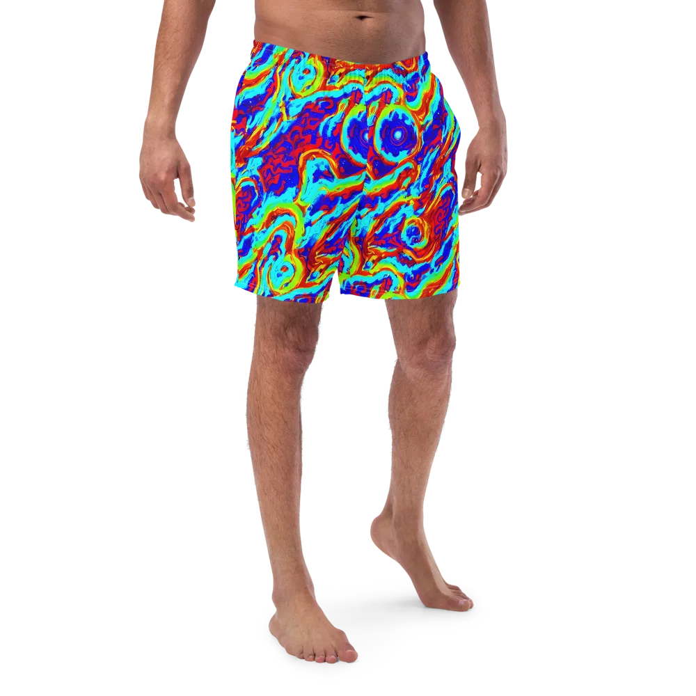 Vermilion Whirlpool on Swim Trunks — Front