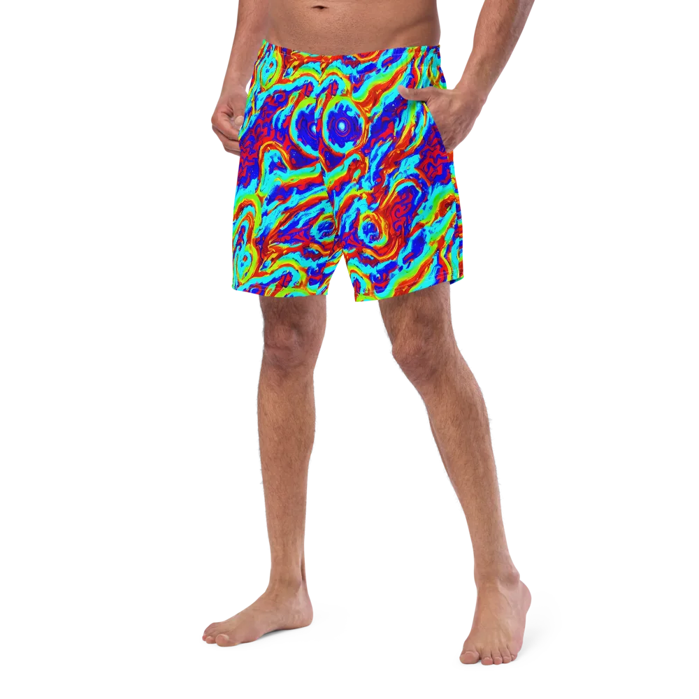 Vermilion Whirlpool on Swim Trunks — Left Front