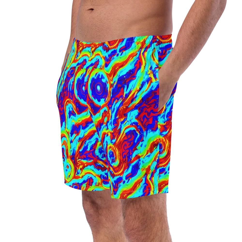 Vermilion Whirlpool on Swim Trunks — Left Front