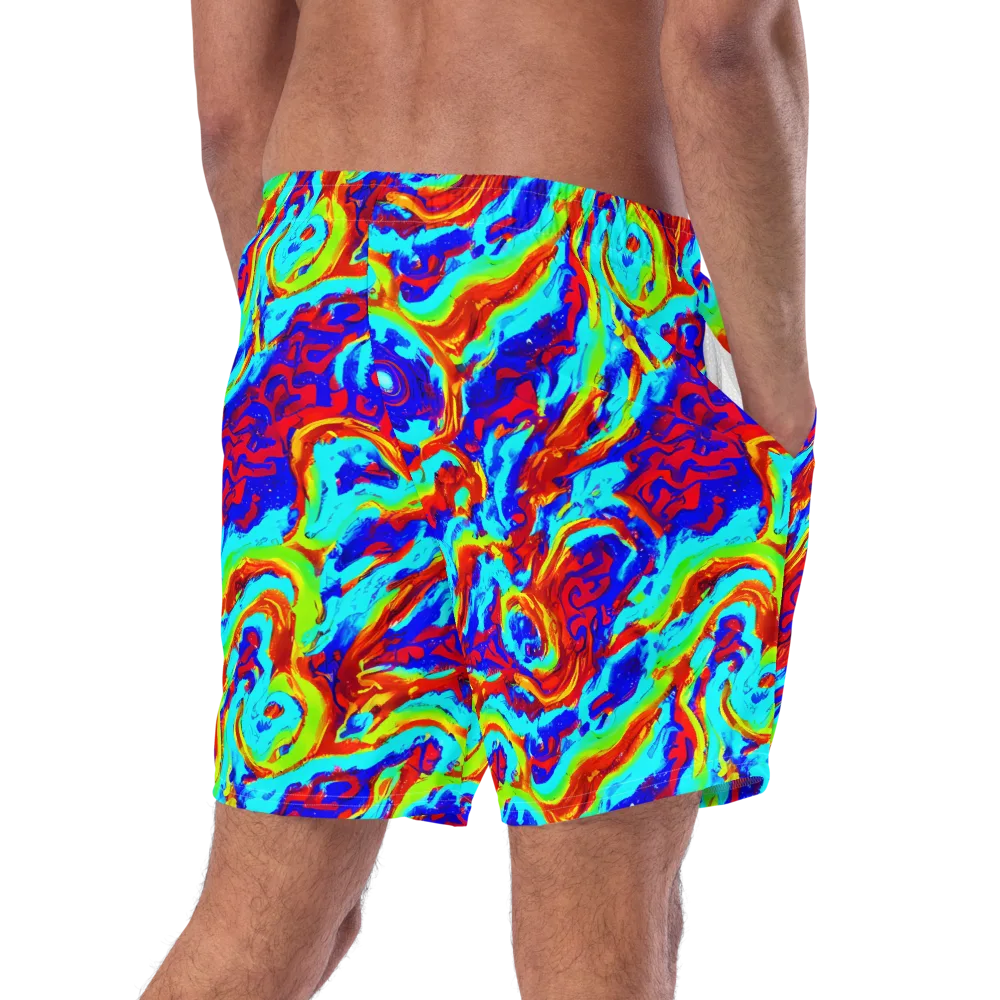 Vermilion Whirlpool on Swim Trunks — Right Back