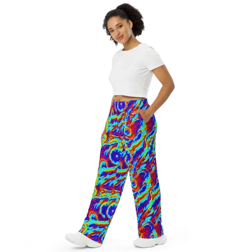 Vermilion Whirlpool on a Wide-Leg Pants