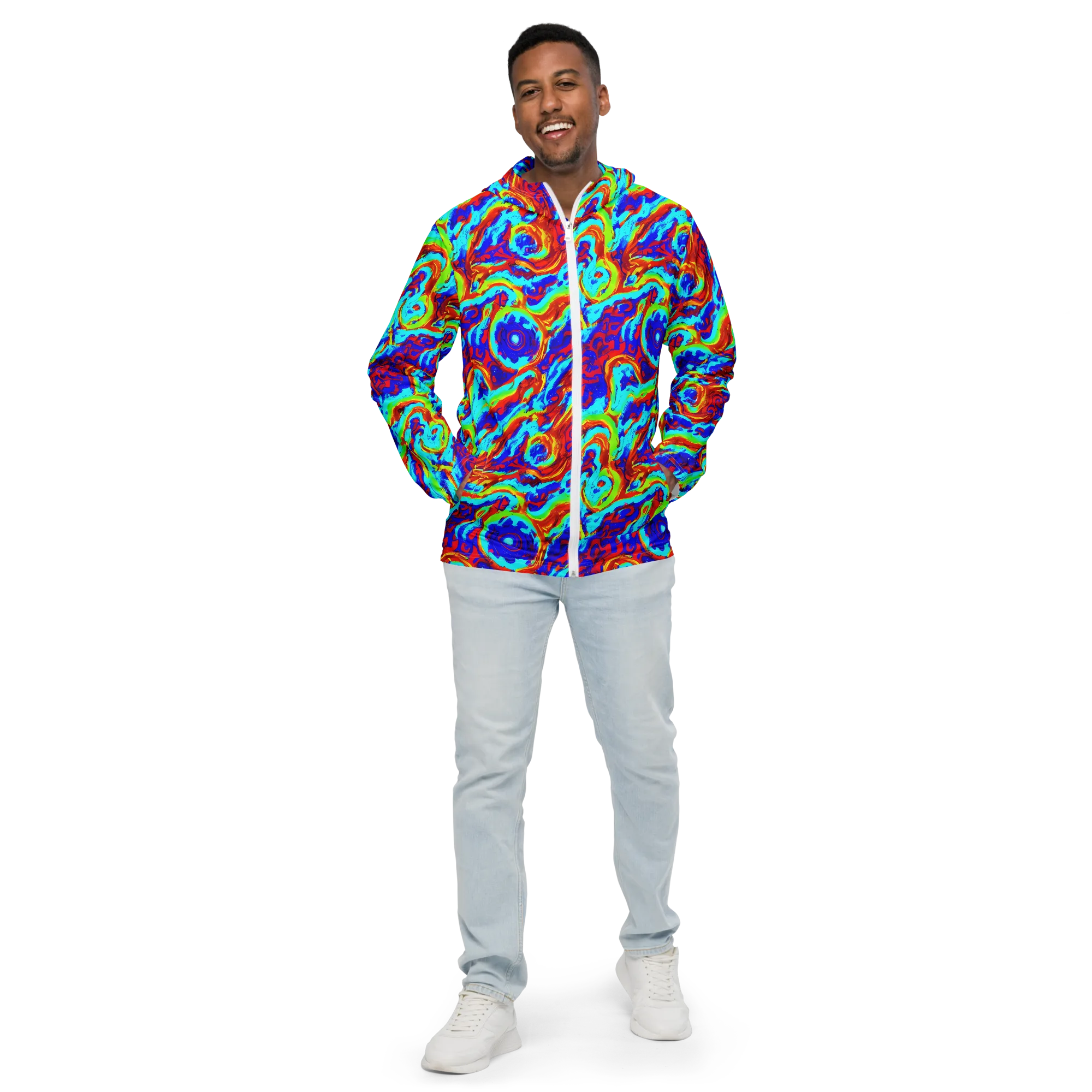 Vermilion Whirlpool on Men's Windbreaker — Front