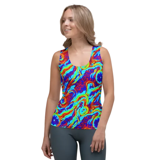 Vermilion Whirlpool on a Women's Tank Top