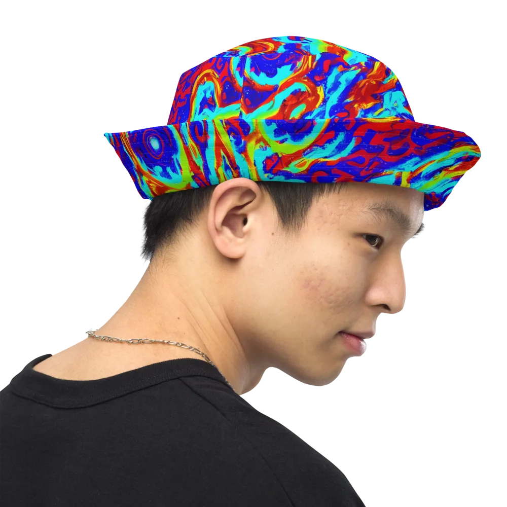 Vermilion Whirlpool on Reversible Bucket Hat — Right Outside