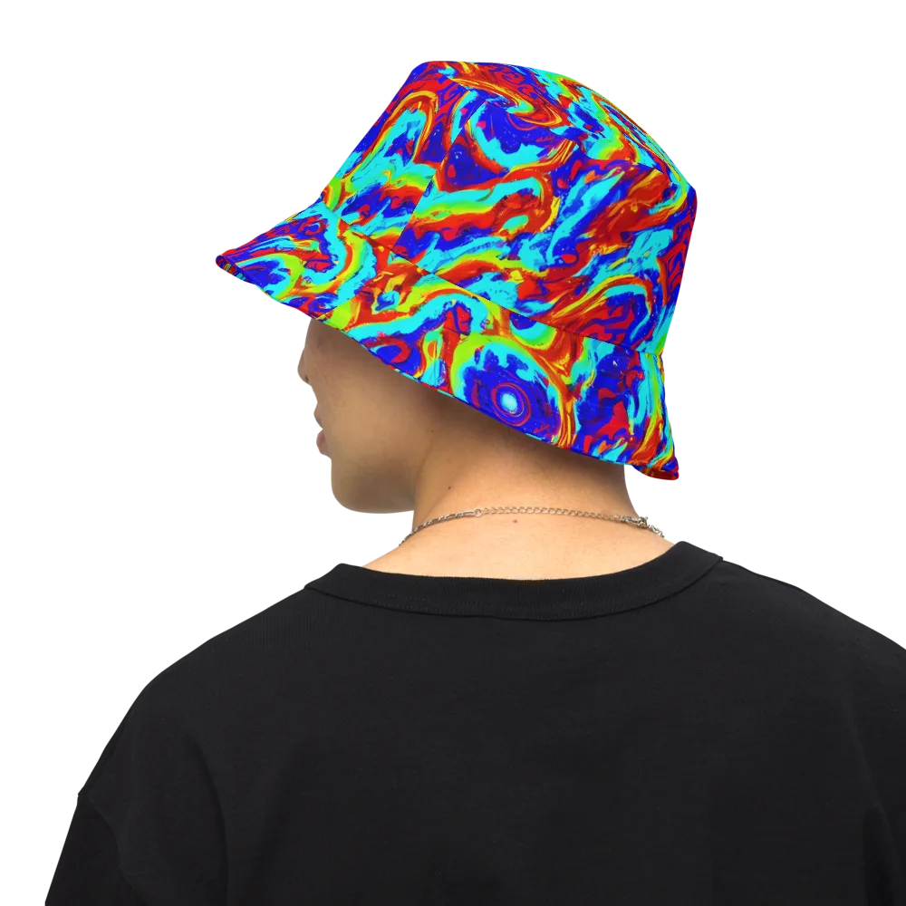 Vermilion Whirlpool on Reversible Bucket Hat — Back Inside