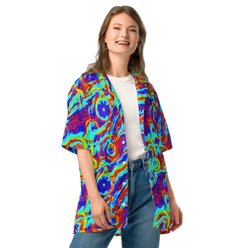 Vermilion Whirlpool on a Button Shirt