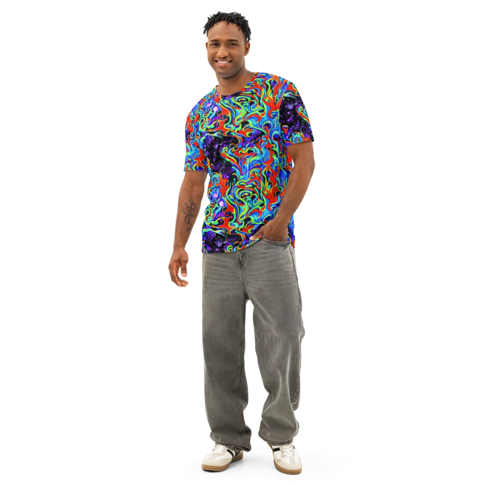 Sapphire Serpentine on Men's Cotton Crew Neck T-Shirt — Front