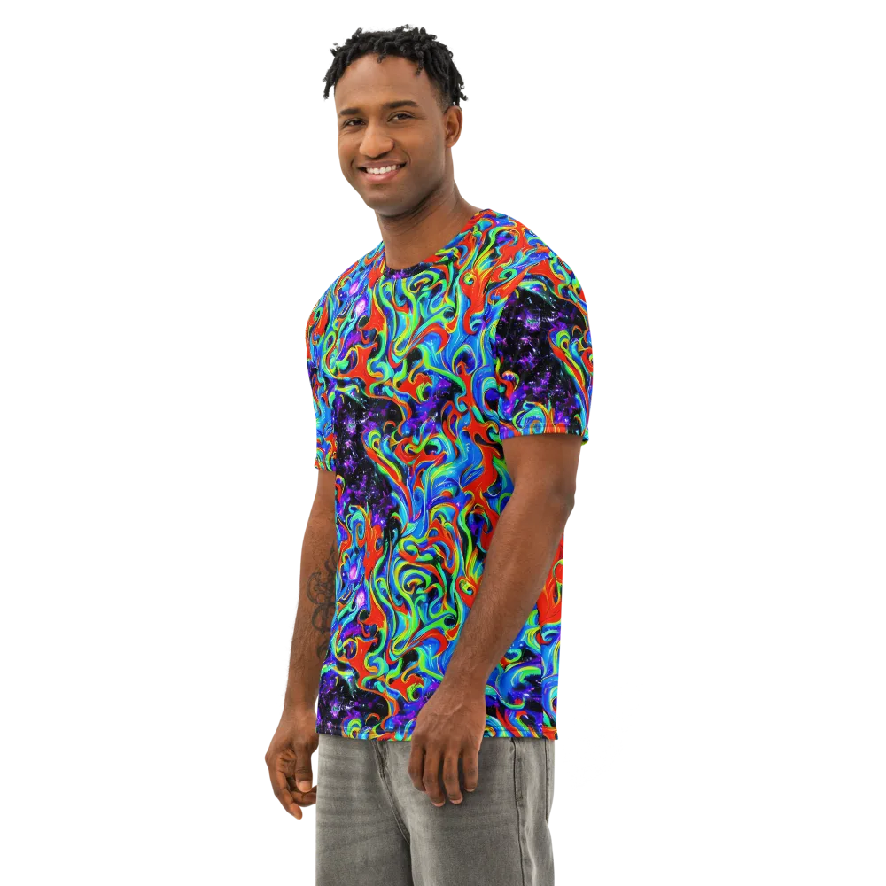 Sapphire Serpentine on Men's Cotton Crew Neck T-Shirt — Left Front
