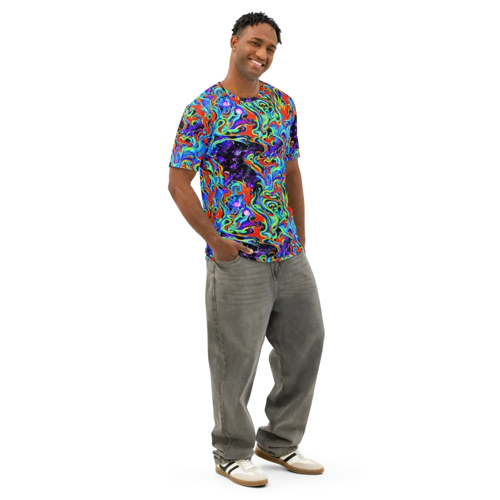 Sapphire Serpentine on Men's Cotton Crew Neck T-Shirt — Right Front