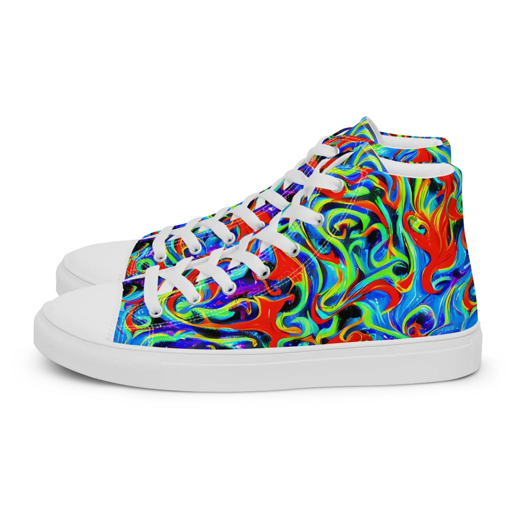 Sapphire Serpentine on Men's High Top Canvas Shoes — Left