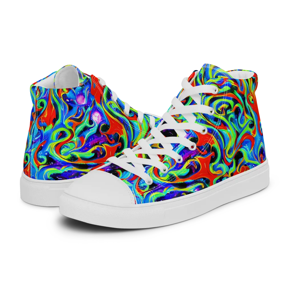Sapphire Serpentine on Men's High Top Canvas Shoes — Left