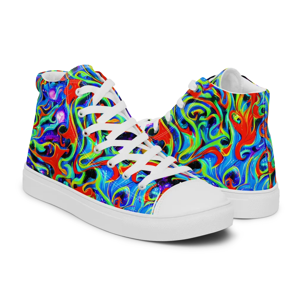 Sapphire Serpentine on Men's High Top Canvas Shoes — Right