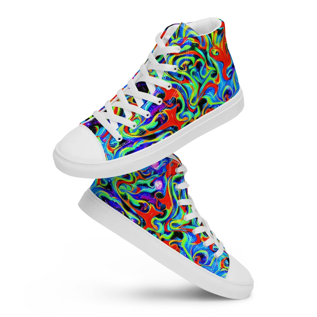 Sapphire Serpentine on Men's High Top Canvas Shoes — Front