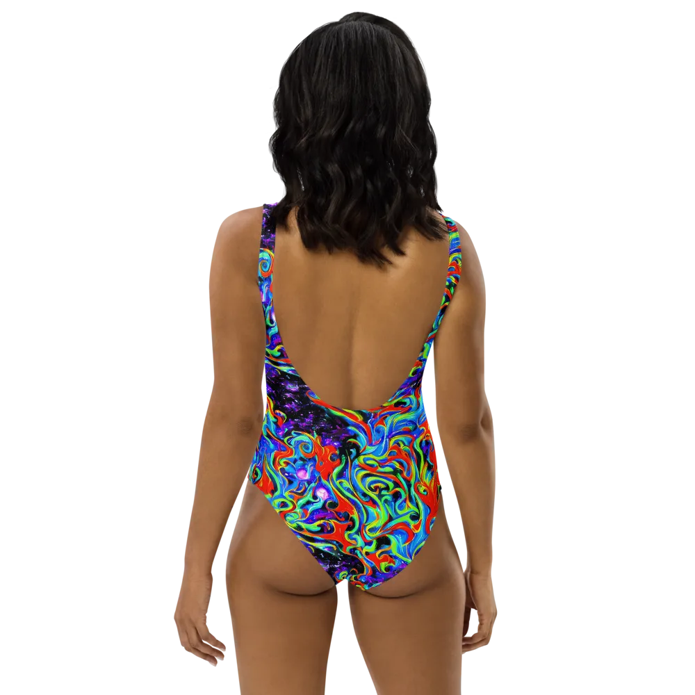 Sapphire Serpentine on One-Piece Swimsuit — Back