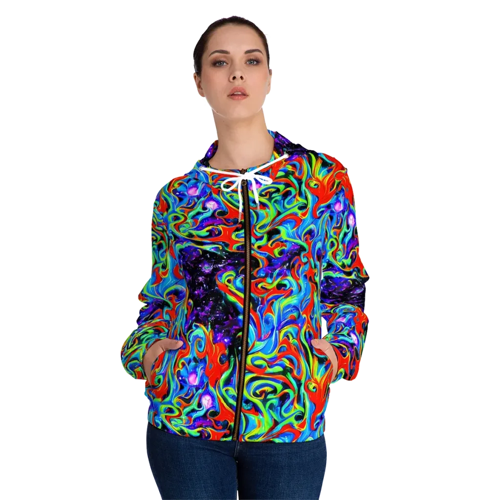 Sapphire Serpentine on Women's Full-Zip Hoodie — Front On Person