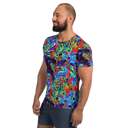 Sapphire Serpentine on a Men's Athletic T-Shirt
