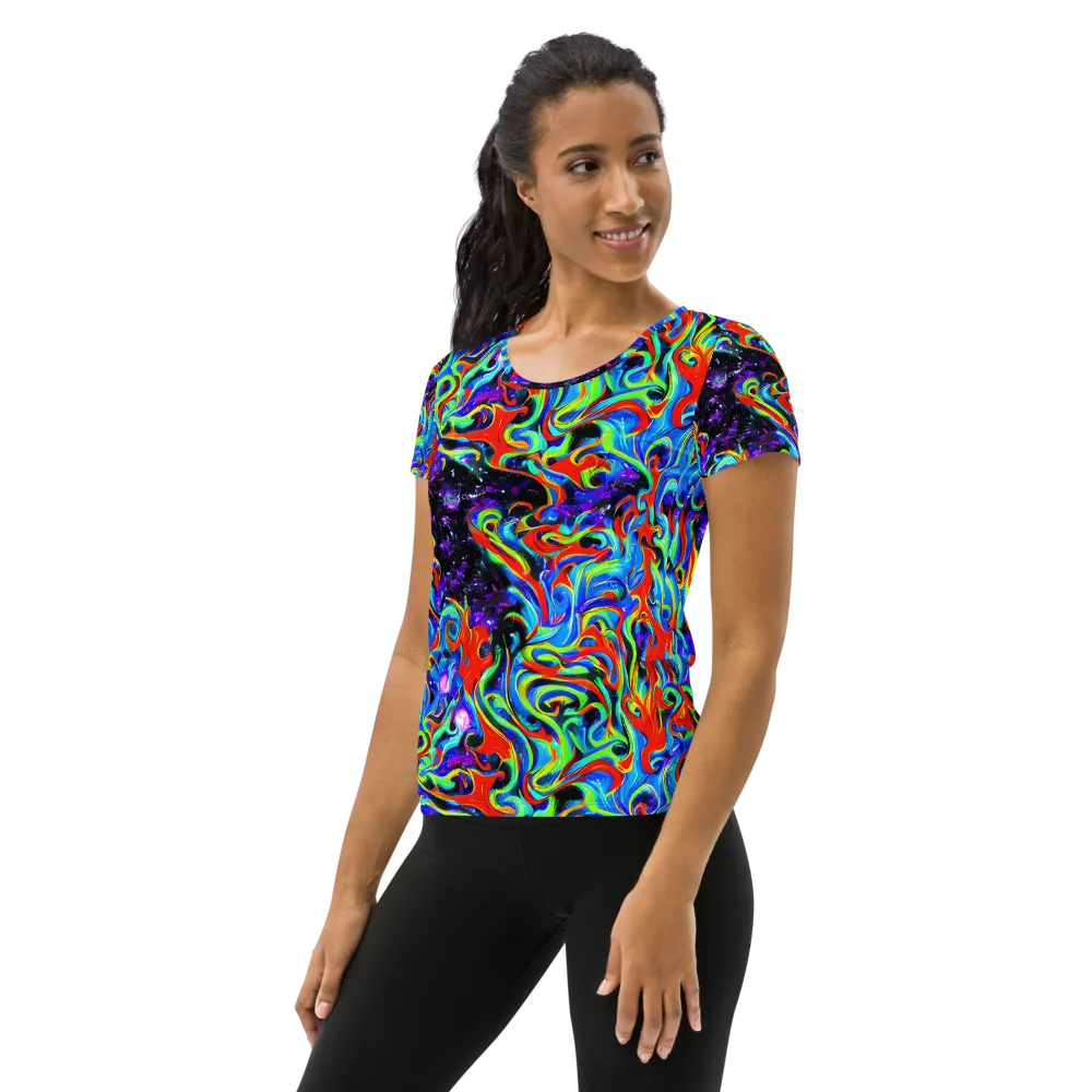 Sapphire Serpentine on Women's Athletic T-Shirt — Left