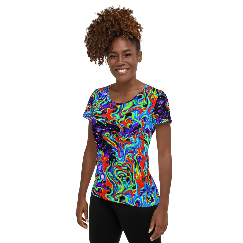 Sapphire Serpentine on Women's Athletic T-Shirt — Left