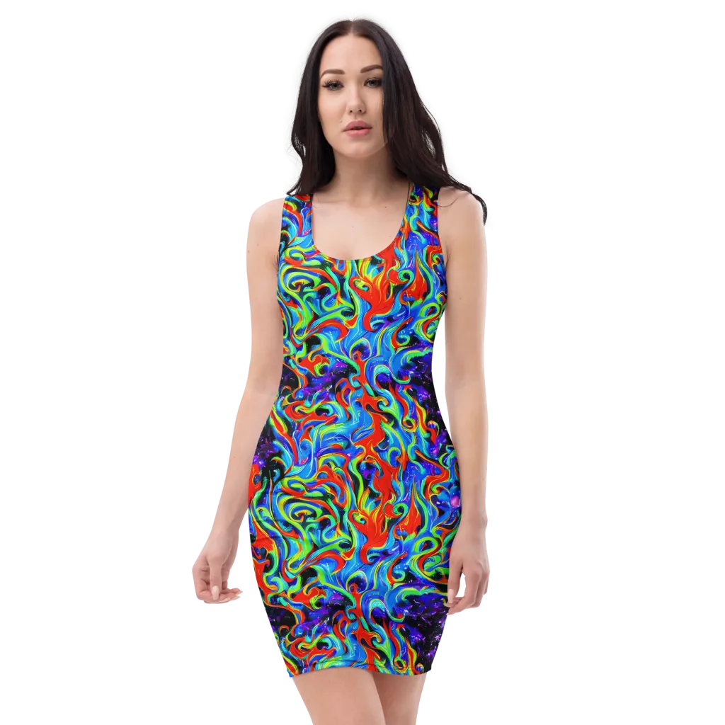 Sapphire Serpentine on Bodycon Dress — Front