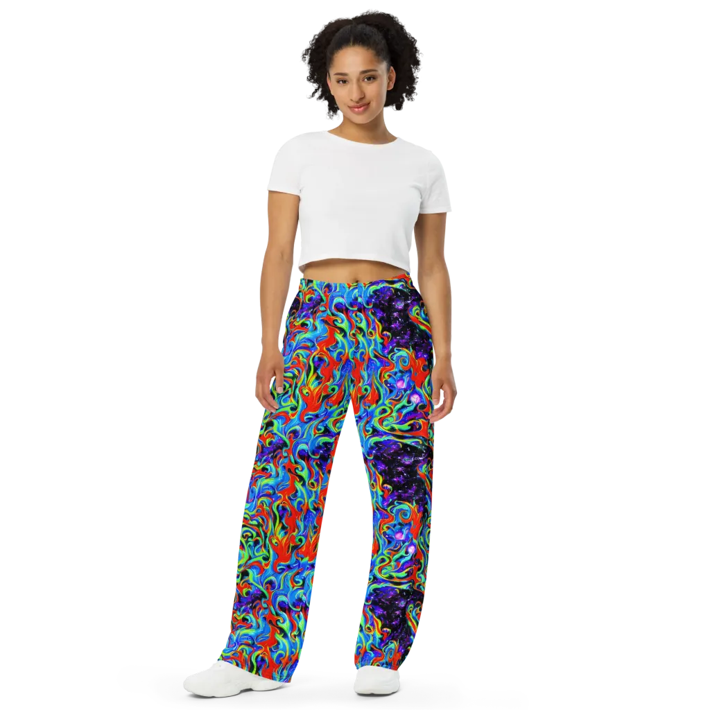 Sapphire Serpentine on Wide-Leg Pants — Front