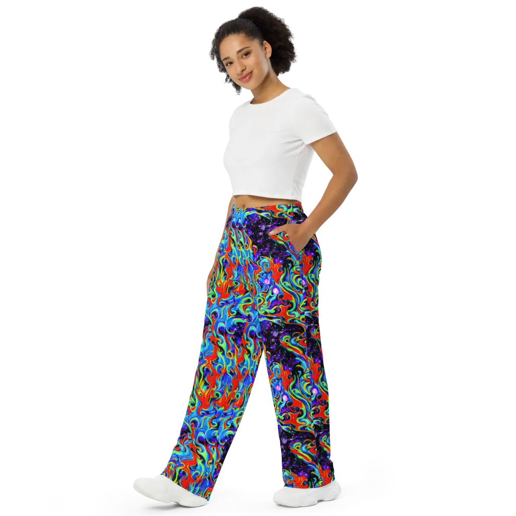 Sapphire Serpentine on Wide-Leg Pants — Left Front