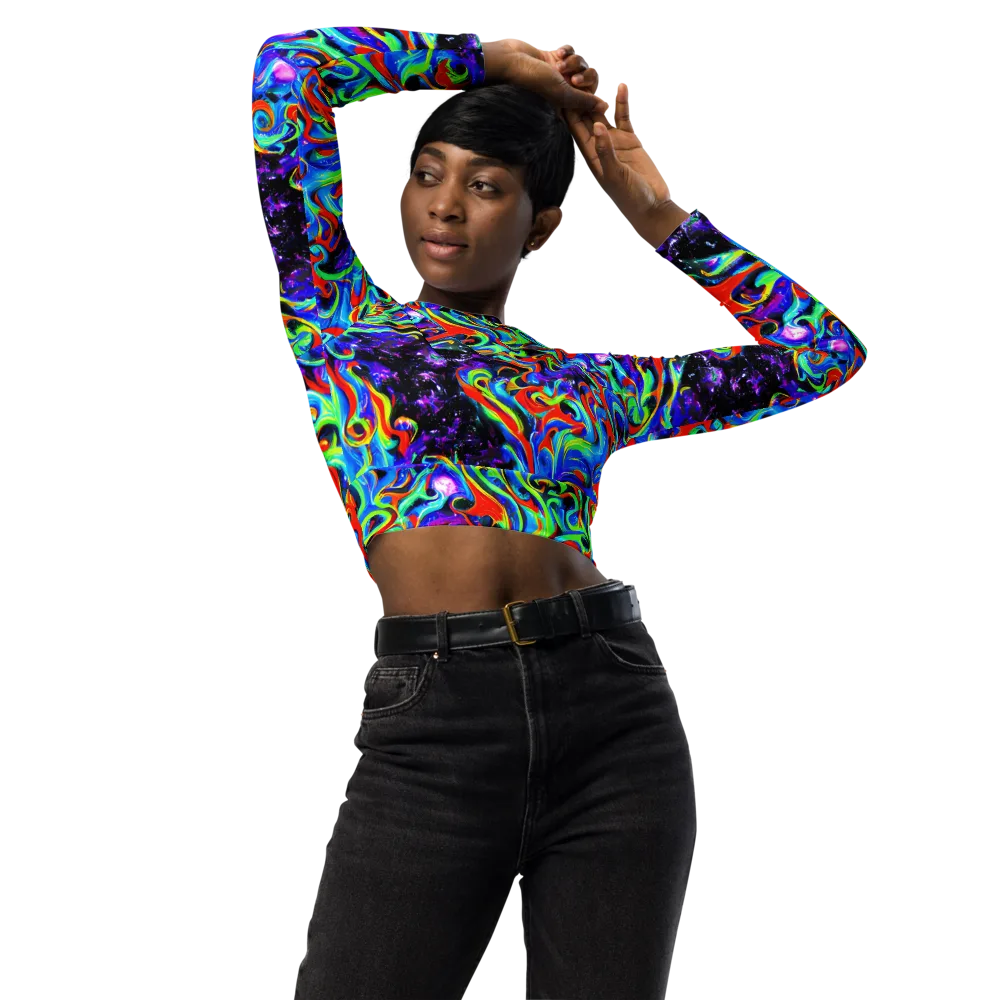 Sapphire Serpentine on Long Sleeve Crop Top — Front