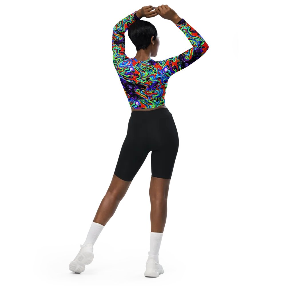 Sapphire Serpentine on Long Sleeve Crop Top — Back