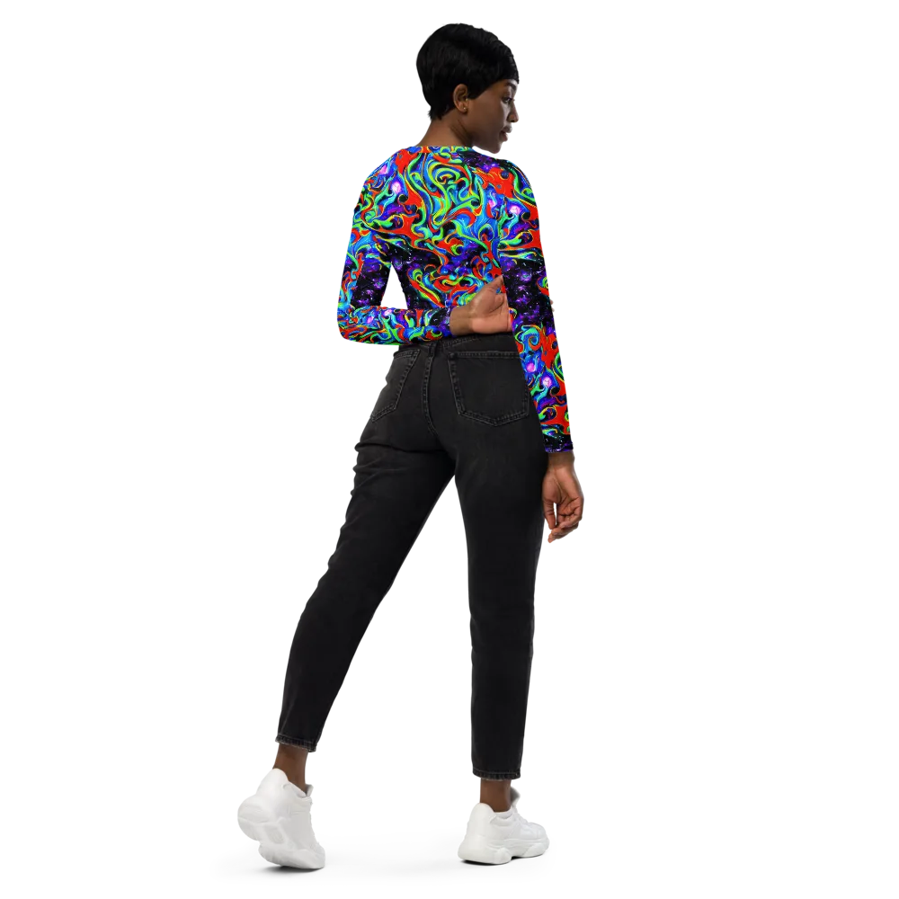 Sapphire Serpentine on Long Sleeve Crop Top — Right Back