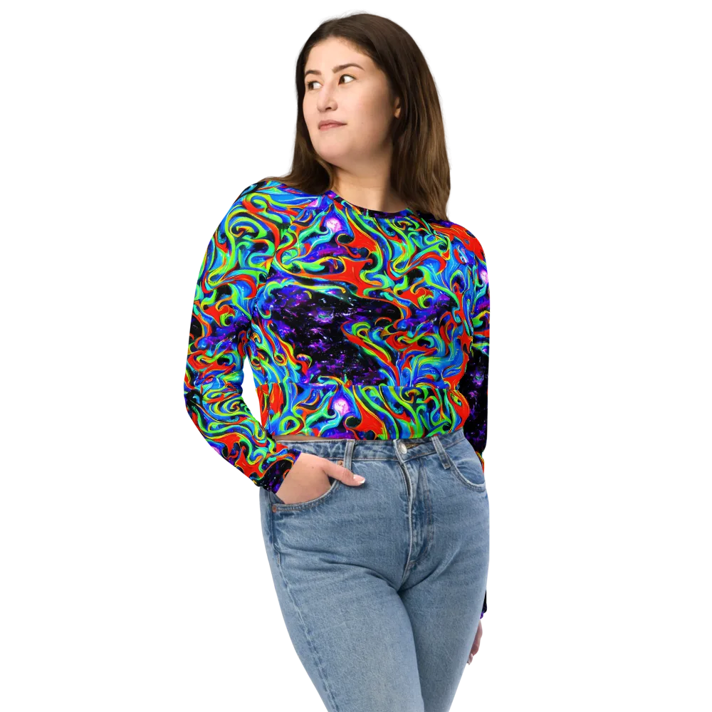 Sapphire Serpentine on Long Sleeve Crop Top — Front