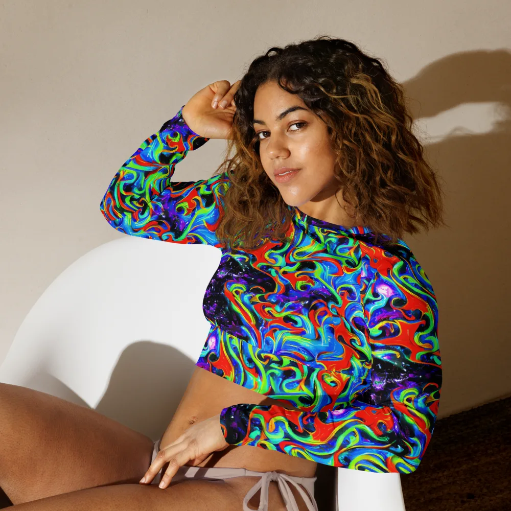 Sapphire Serpentine on Long Sleeve Crop Top — Left Front