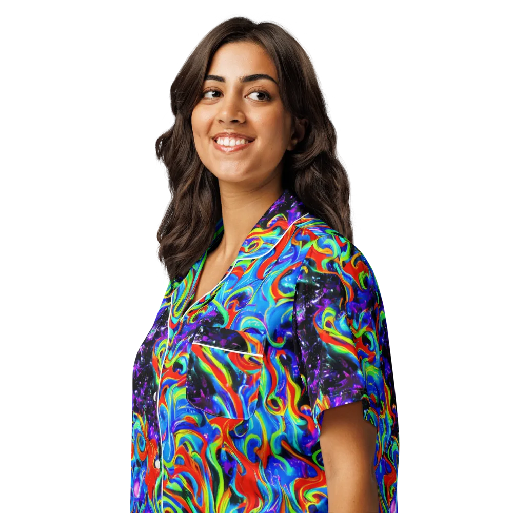 Sapphire Serpentine on Women's Short Sleeve Pajama Top — Left Front