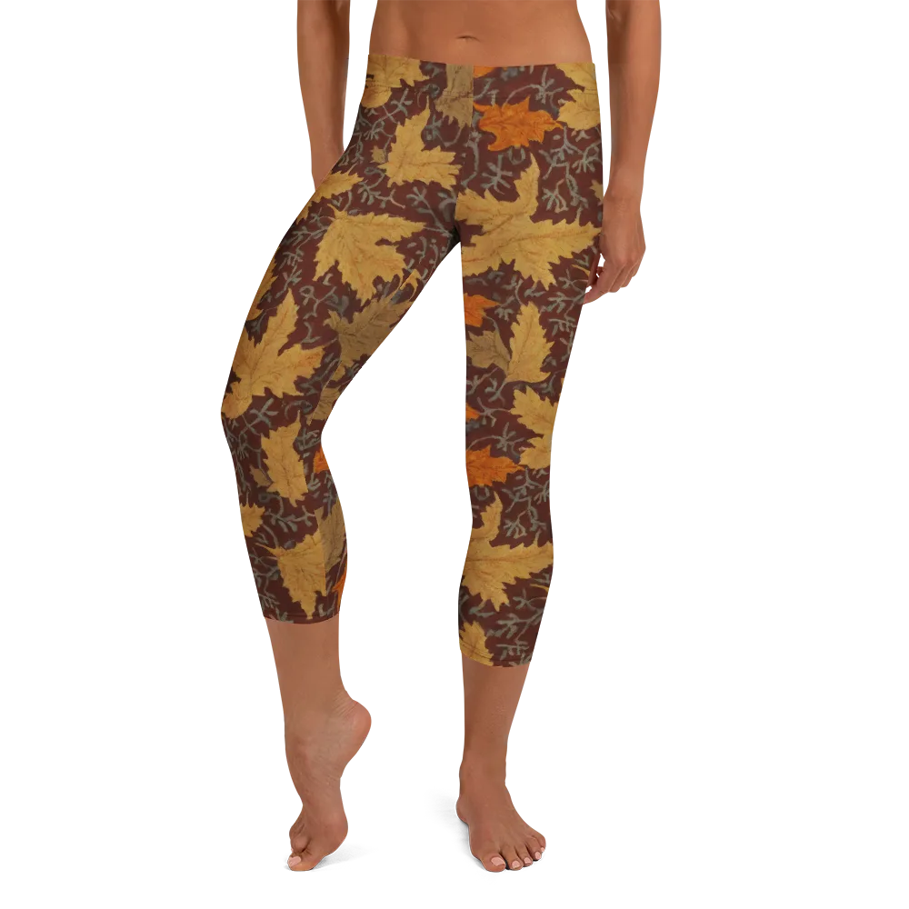 Gilded Harvest on Capri Leggings — Front