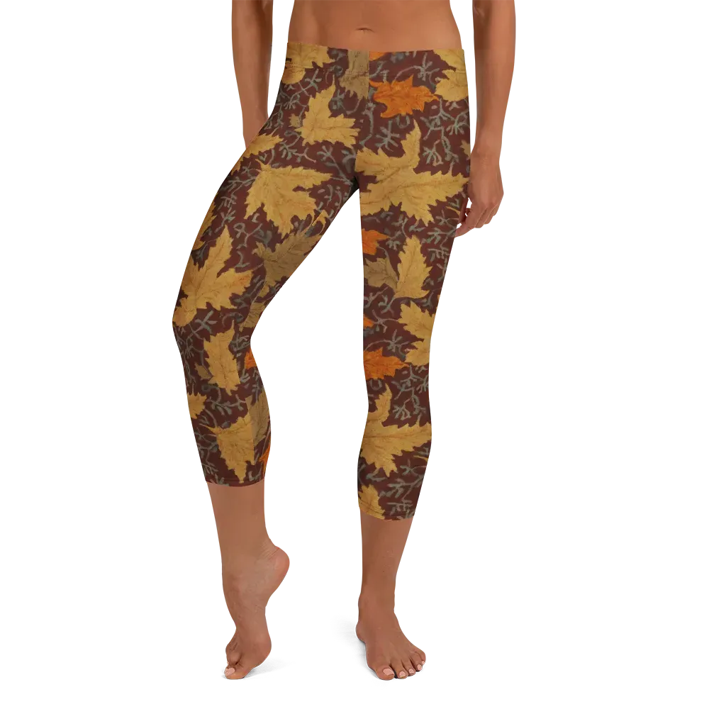 Gilded Harvest on Capri Leggings — Front