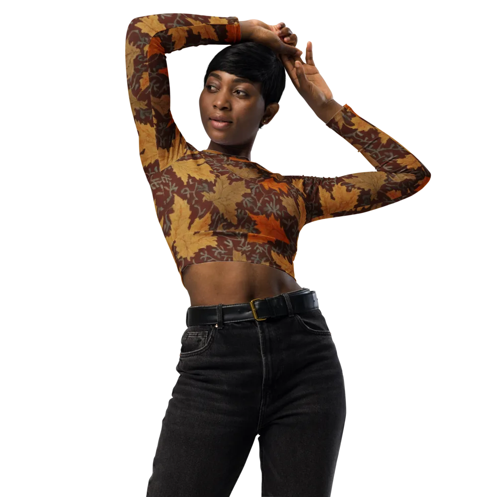 Gilded Harvest on Long Sleeve Crop Top — Front