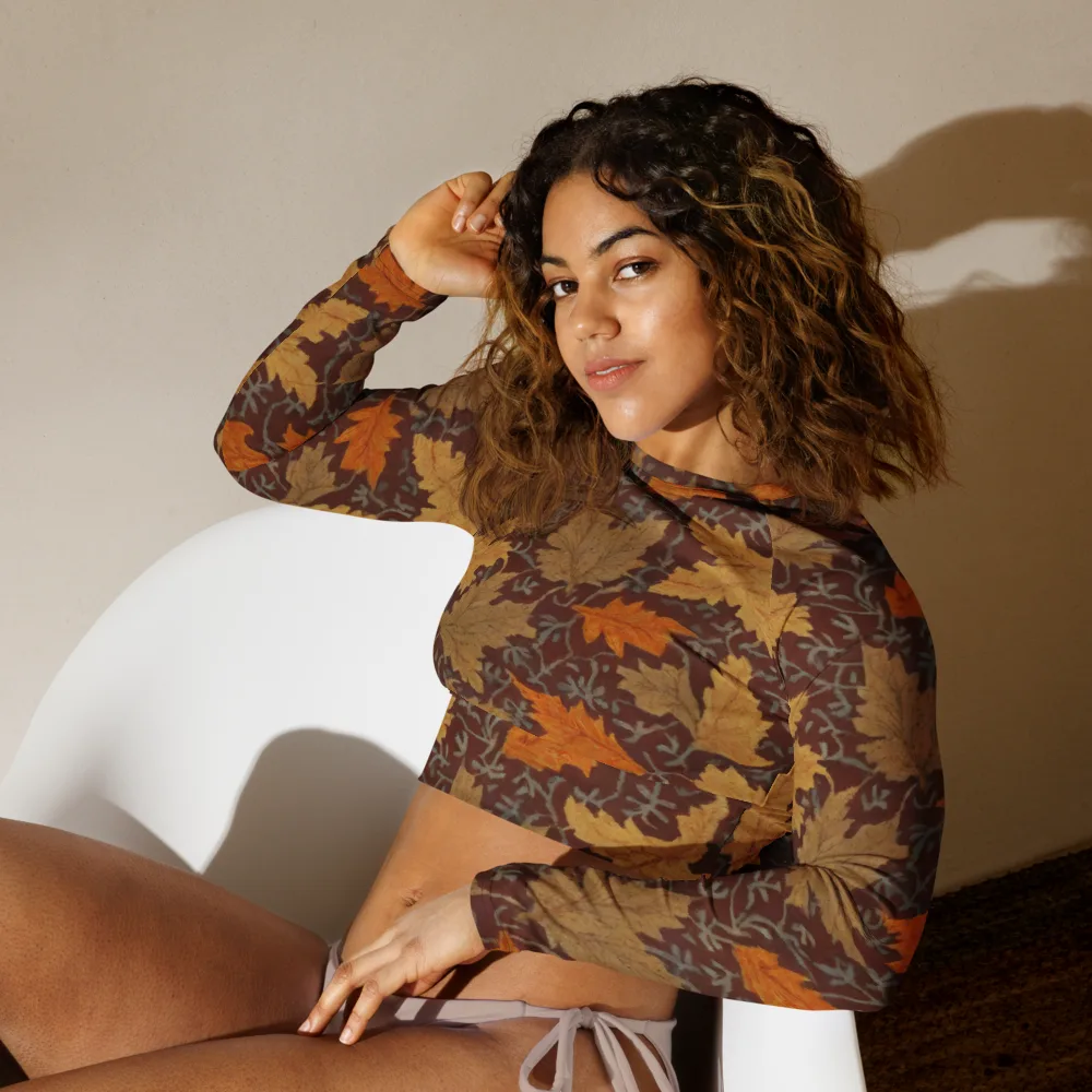 Gilded Harvest on Long Sleeve Crop Top — Left Front
