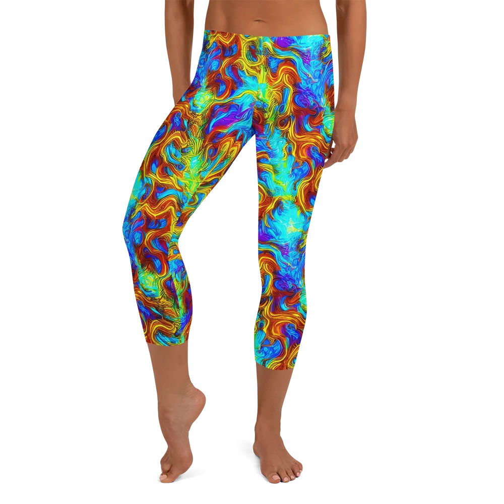 Psychic Rapids on Capri Leggings — Front
