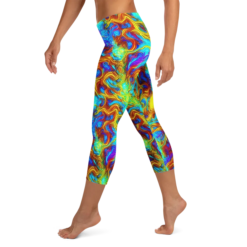 Psychic Rapids on Capri Leggings — Left
