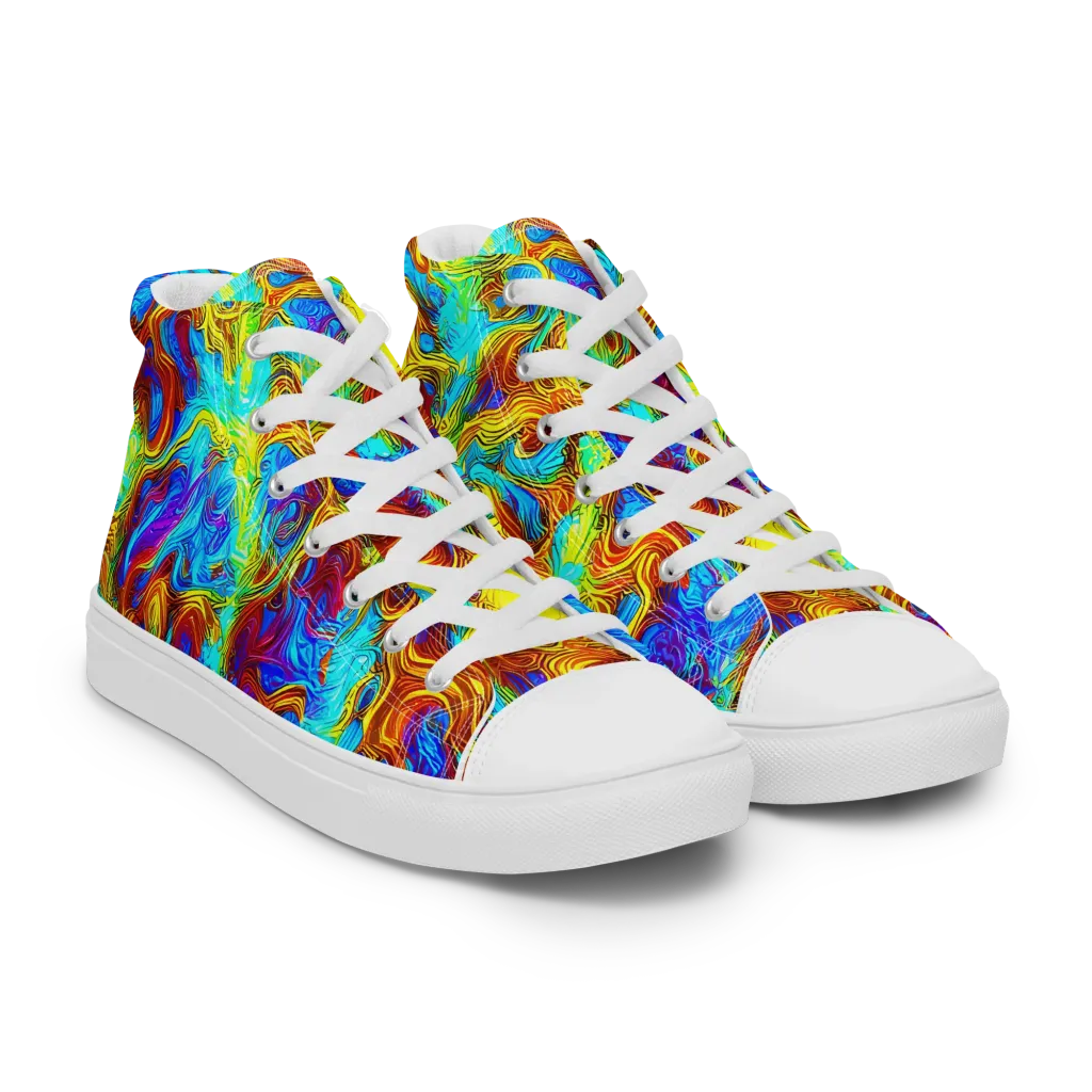 Psychic Rapids on Men's High Top Canvas Shoes — Right Front