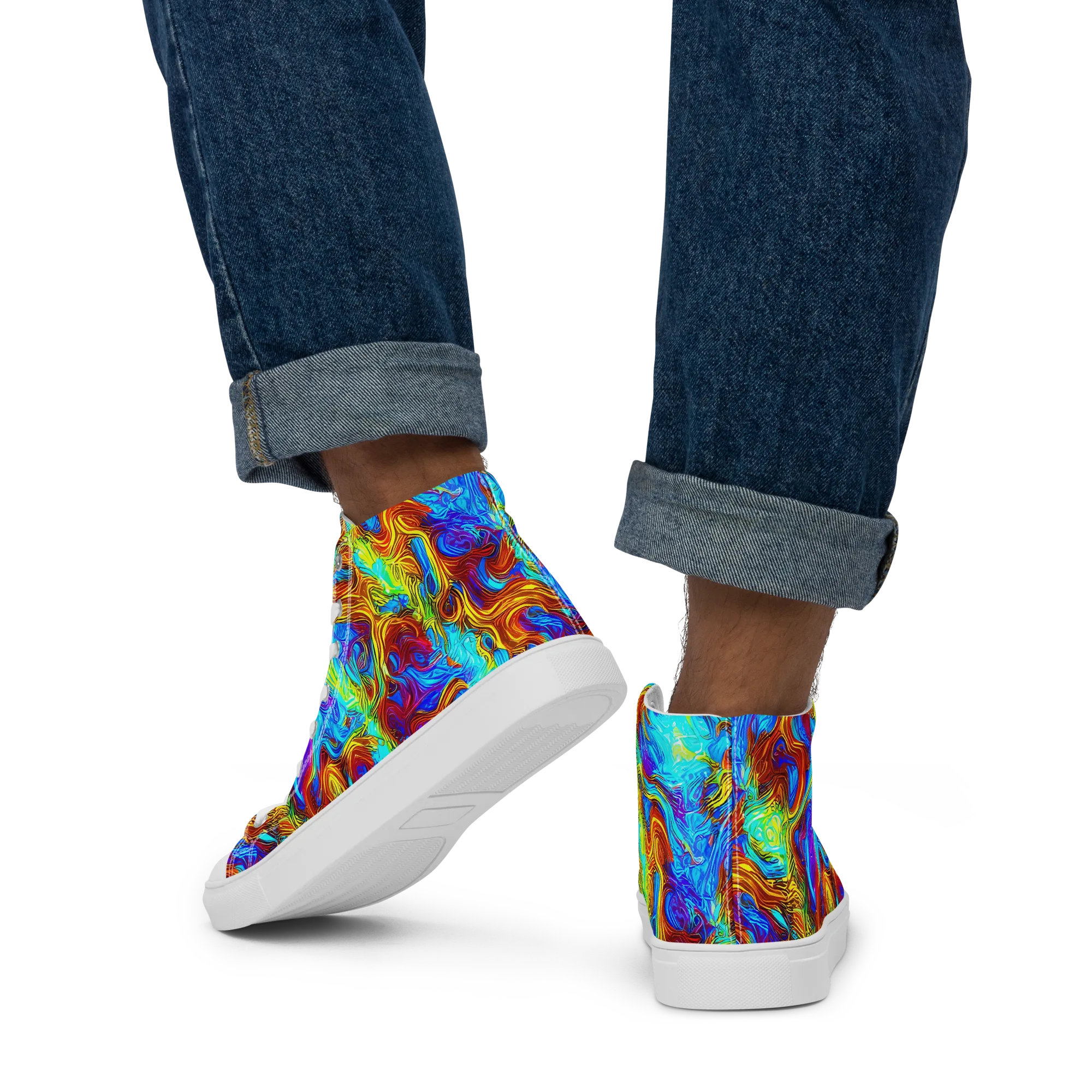 Psychic Rapids on Men's High Top Canvas Shoes — Back